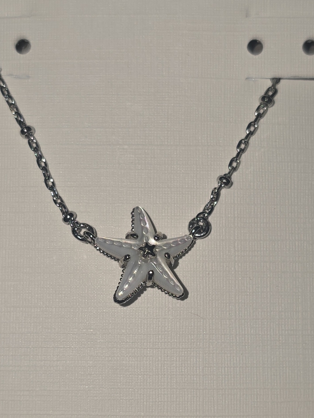 Kendra Scott Parker Starfish Short Pendant Necklace - Silver MOP Signed 19 In. - Picture 2 of 12